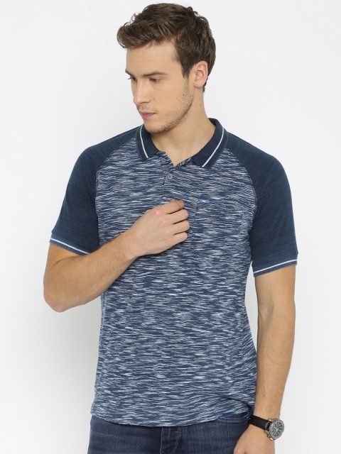 

HRX by Hrithik Roshan Men Blue Self-Design Polo T-shirt