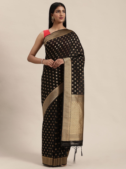 

Soch Black & Gold-Toned Art Silk Woven Design Banarasi Saree