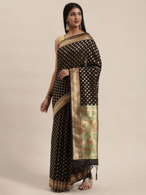 

Soch Black & Gold-Coloured Woven Design Saree