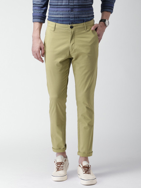

Mast & Harbour Khaki Anchor Slim Differential Length Chino Trousers