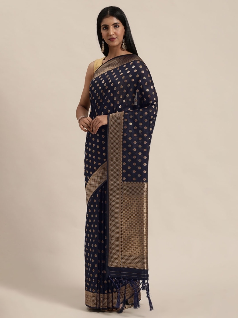 

Soch Navy Blue & Gold-Coloured Woven Design Saree