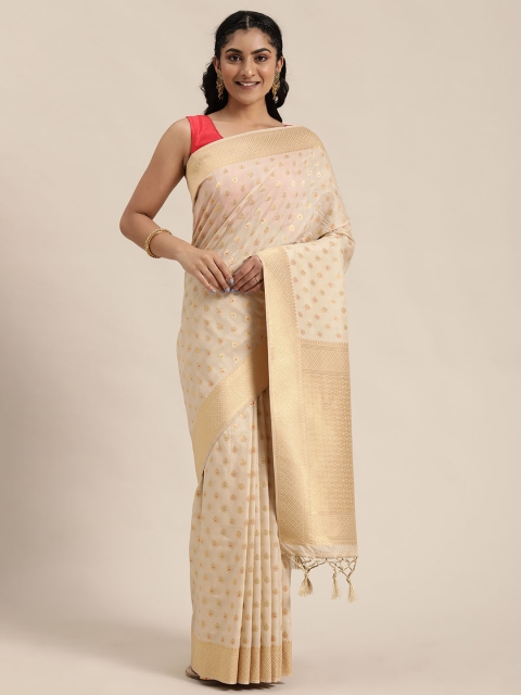 

Soch Cream-Coloured & Golden Art Silk Woven Design Saree