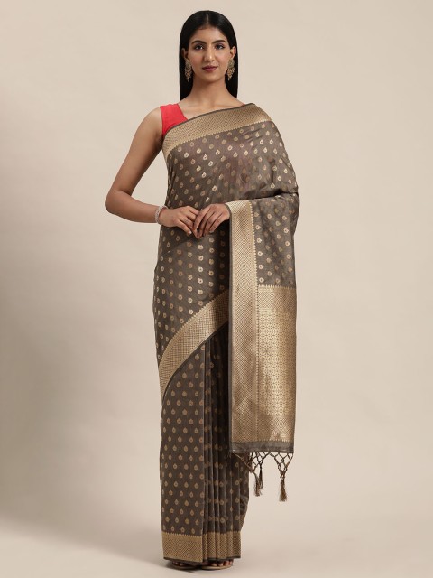 

Soch Grey & Gold-Toned Art Silk Woven Design Saree