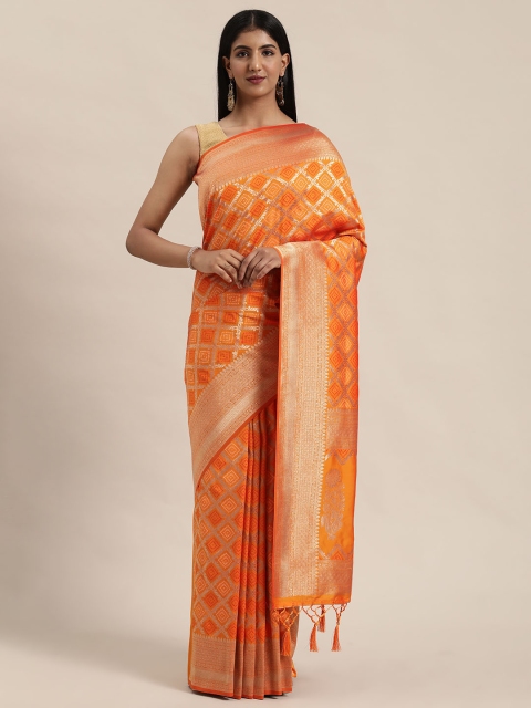 

Soch Orange & Gold-Coloured Woven Design Saree