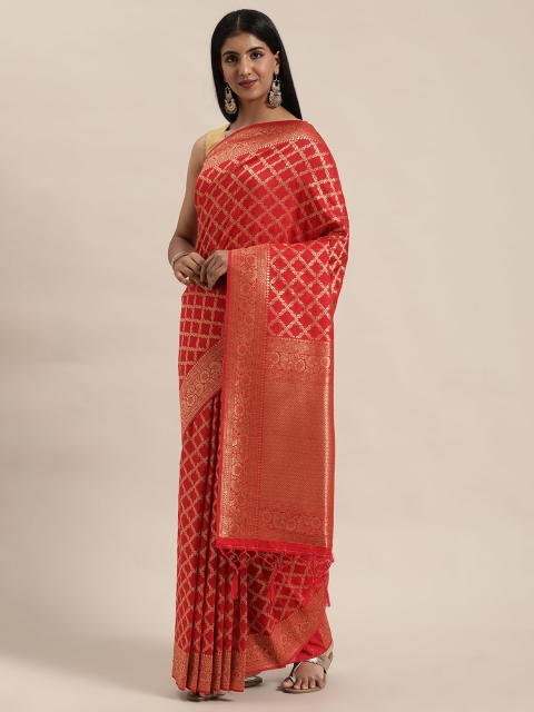 

Soch Red & Gold-Coloured Woven Design Saree
