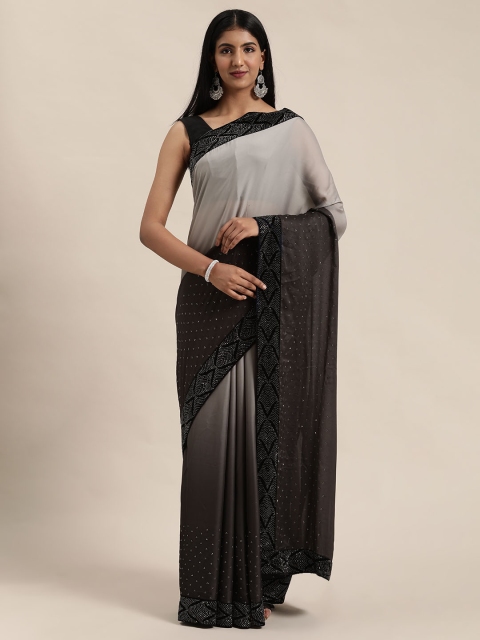 

Soch Grey & Gold-Toned Woven Design Saree