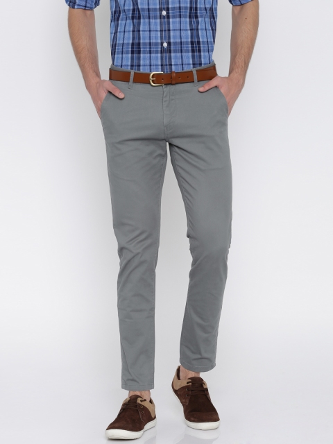 

Mast & Harbour Grey Tapered Differential Length Flat-Front Trousers