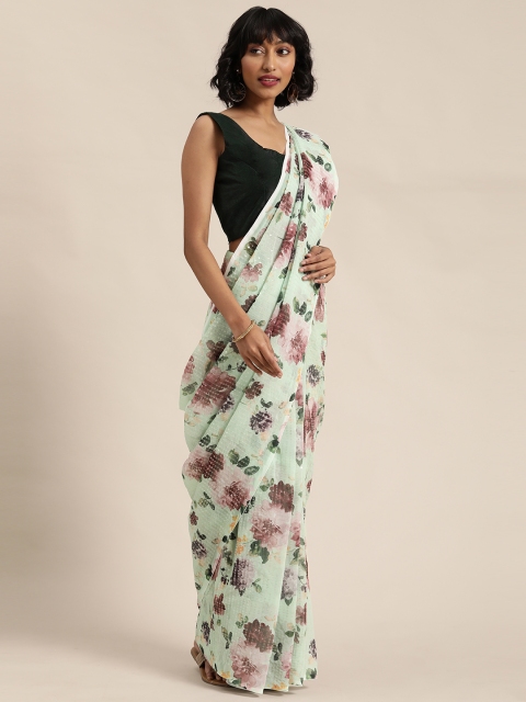 

Mitera Green & Multicoloured Embellished Saree