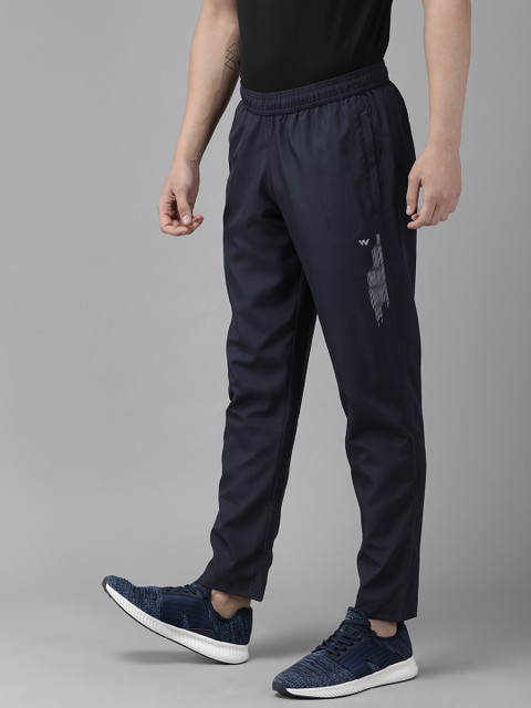 

Wildcraft Men Navy Blue Solid Active Track_5 Pants with Printed Detail