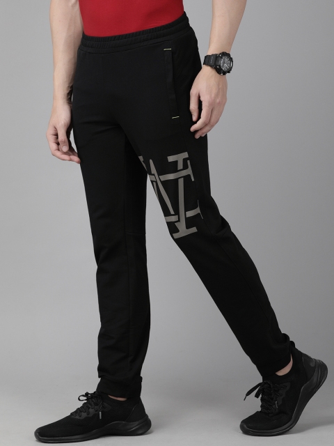 

Wildcraft Men Black Solid Straight Fit Joggers with Printed Detail