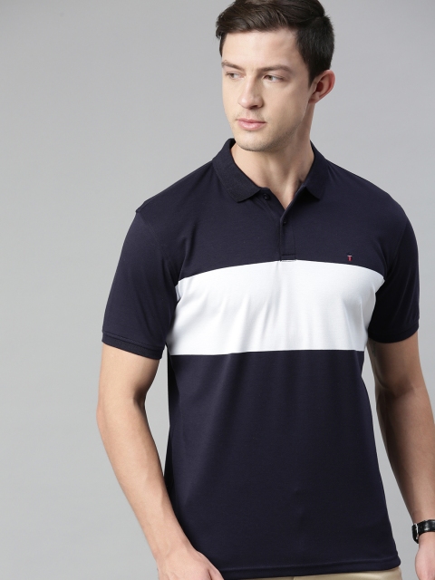 

Louis Philippe Sport Men Blue Self Design Polo Collar T-shirt