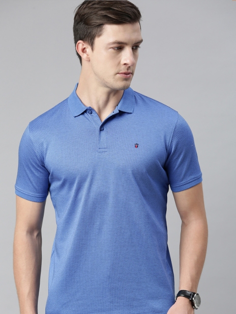 

Louis Philippe Sport Men Blue Self Design Polo Collar T-shirt