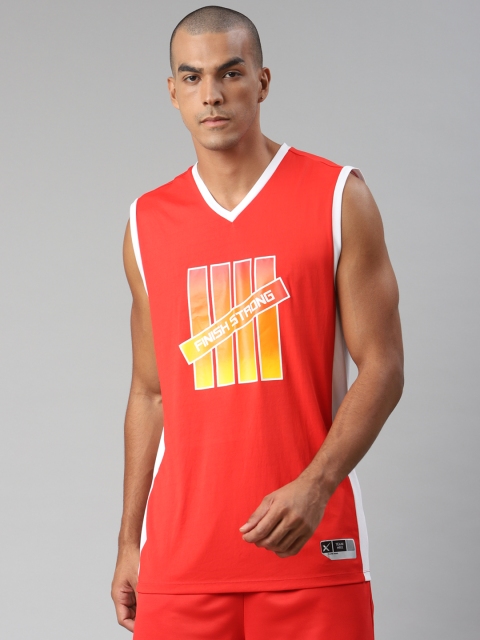 

HRX By Hrithik Roshan Men Red Typographic Anti-Static Rapid-Dry Basketball T-shirt