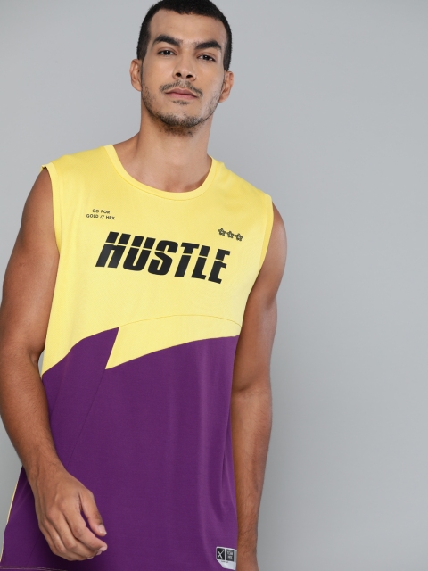 

HRX By Hrithik Roshan Men Aspen Gold Colourblock Anti-Static Rapid-Dry Basketball Tshirt, Yellow