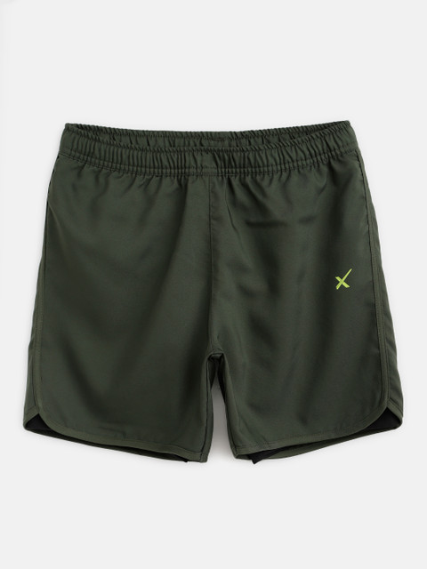 

HRX By Hrithik Roshan U-17 Boys Kombu Green Solid Rapid-Dry Antimicrobial Active Shorts, Olive