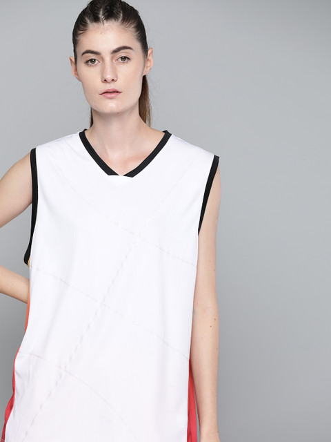 

HRX By Hrithik Roshan Women Optic White Typographic Rapid-Dry Basketball Tshirt