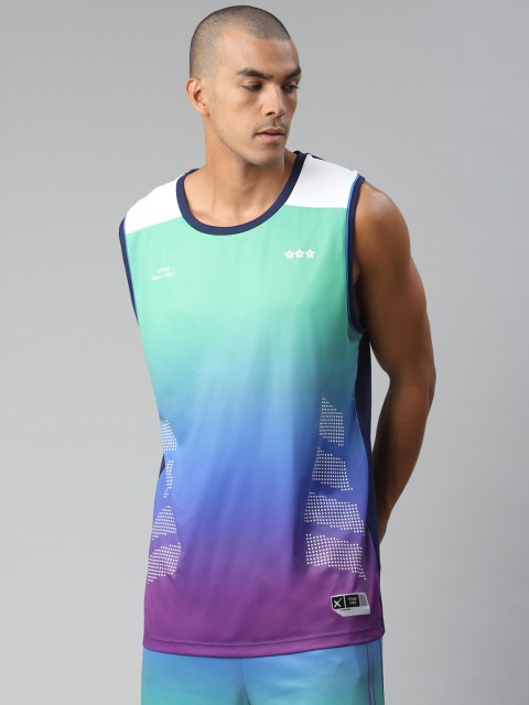 

HRX By Hrithik Roshan Men Strong Blue Colourblocked Rapid-Dry Basketball T-shirt, Green