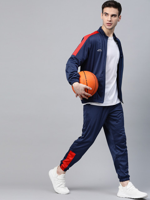 

HRX by Hrithik Roshan Men Navy Blue Solid Anti-Static Rapid-Dry Basketball Tracksuit