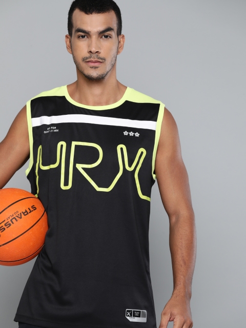 

HRX By Hrithik Roshan Men Jet Black Solid Anti-Static Rapid-Dry Basketball Tshirt