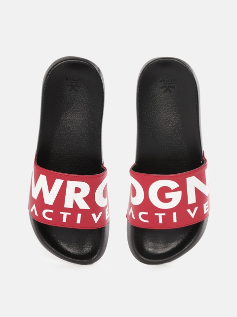 

WROGN ACTIVE Men Maroon & White Brand Logo Print Sliders