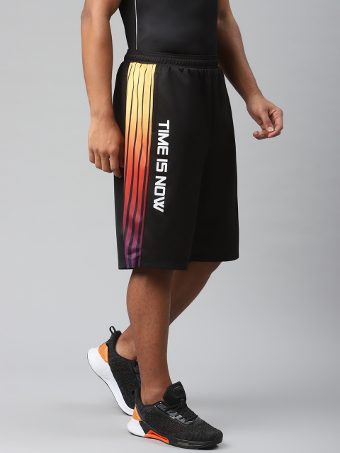 

HRX By Hrithik Roshan Men Jet Black Typographic Regular Fit Rapid-Dry Basketball Shorts