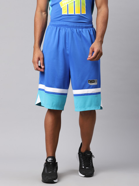 

HRX by Hrithik Roshan Men Blue Colourblocked Anti-Static Rapid-Dry Basketball Shorts
