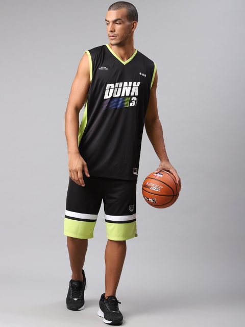 

HRX by Hrithik Roshan Men Black Colourblocked Anti-Static Rapid-Dry Basketball Shorts