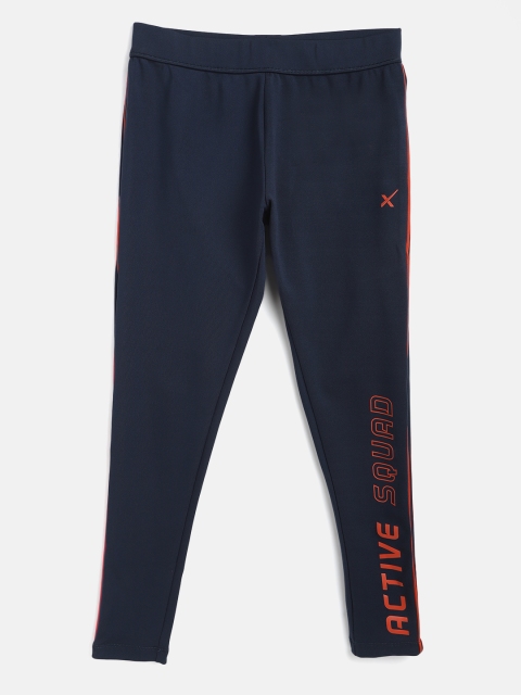 

HRX by Hrithik Roshan U-17 Girls Dress Navy Blue Solid Skinny Fit Rapid-Dry Active Tights