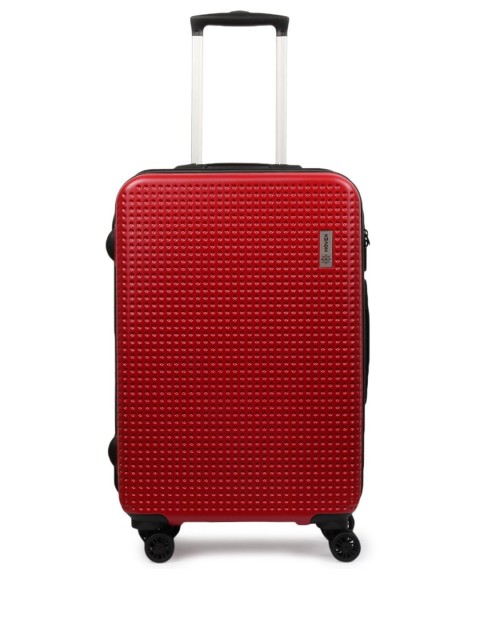 

NOVEX Red Textured Hard-Sided Medium Trolley Suitcase