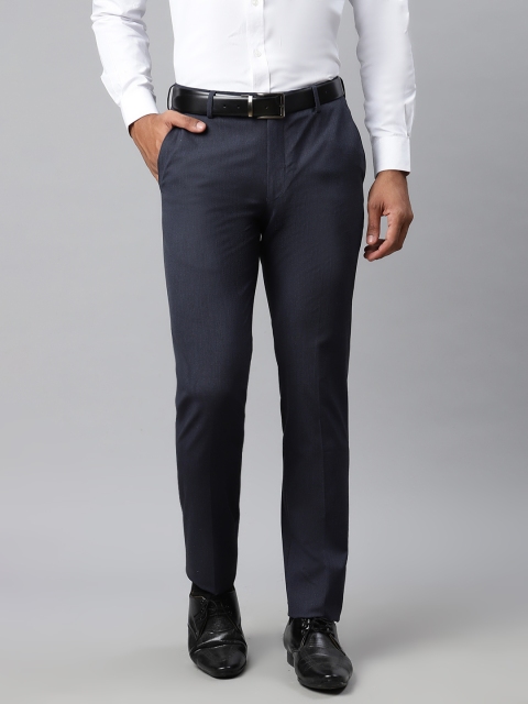 

Louis Philippe Men Navy Blue Regular Fit Solid Regular Trousers