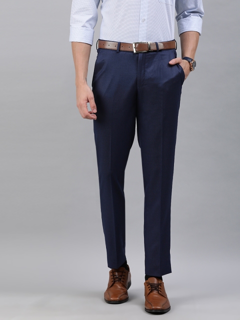 

Louis Philippe Men Navy Blue Slim Fit Solid Formal Trousers