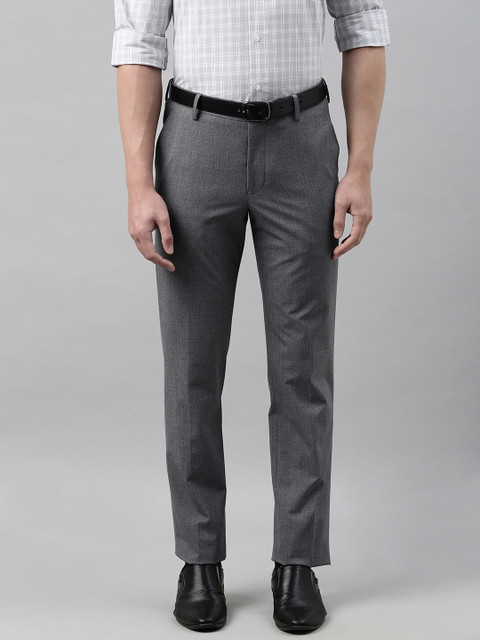 

Louis Philippe Men Grey Slim Fit Solid Formal Trousers