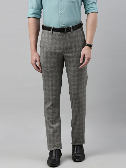 

Louis Philippe Men Grey Slim Fit Checked Formal Trousers