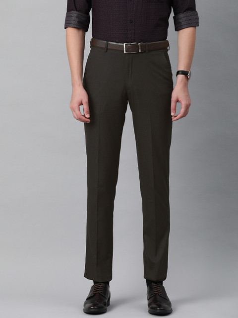 

Louis Philippe Men Black Slim Fit Low-Rise Formal Trousers