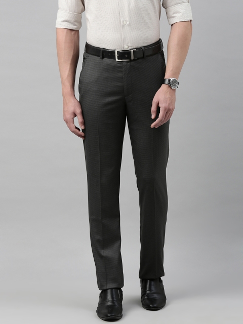 

Louis Philippe Men Grey Slim Fit Self Design Formal Trousers