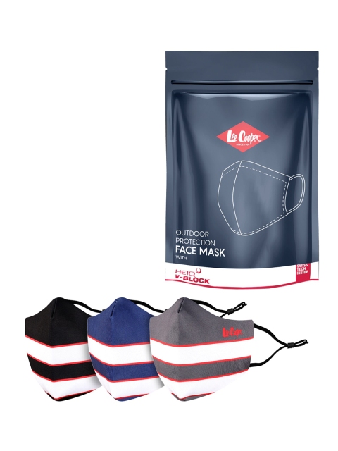 

Lee Cooper Unisex Kids Pack Of 3 Printed 6-ply Reusable Protective Outdoor Masks, Black
