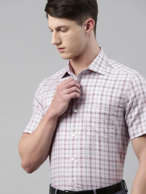 

Louis Philippe Men Off-White & Grey Classic Regular Fit Checked Pure Cotton Shirt