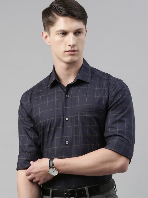 

Louis Philippe Men Navy Blue Slim Fit Checked Casual Shirt