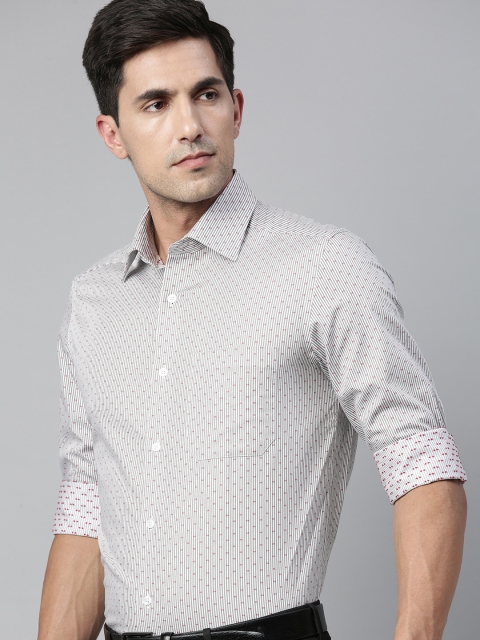 

Louis Philippe Men Grey Regular Fit Printed Casual Shirt