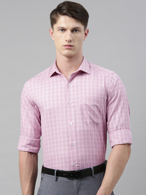 

Louis Philippe Men Pink Slim Fit Checked Semiformal Shirt
