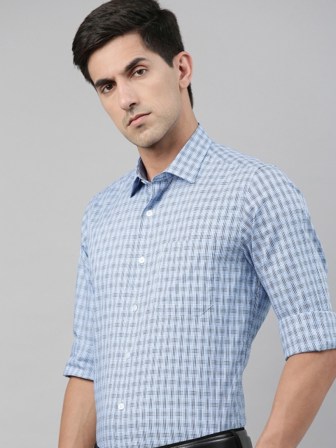 

Louis Philippe Men Blue & White Slim Fit Checked Formal Shirt