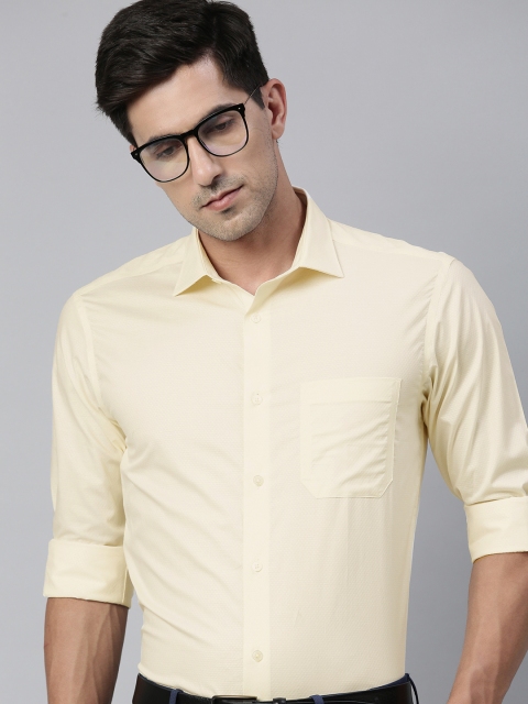 

Louis Philippe Men Beige Slim Fit Solid Pure Cotton Formal Shirt