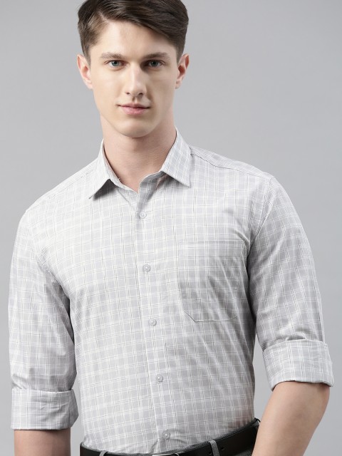 

Louis Philippe Men Grey & White Regular Fit Checked Formal Shirt