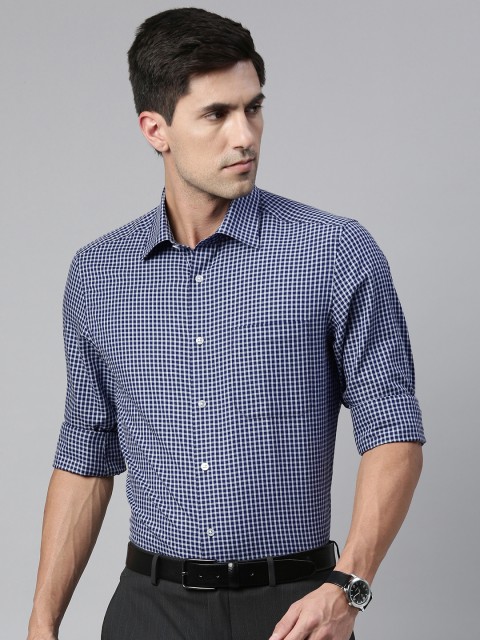 

Louis Philippe Men Blue & White Regular Fit Checked Formal Shirt