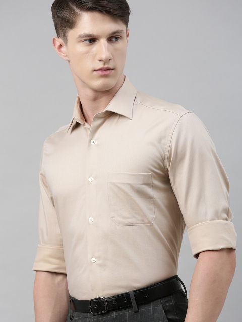 

Louis Philippe Men Beige Slim Fit Solid Pure Cotton Formal Shirt