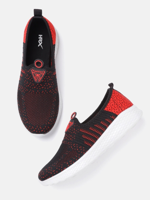 

HRX by Hrithik Roshan Women Black & Red Woven Design Soft Walk Series 2.0 Shoes