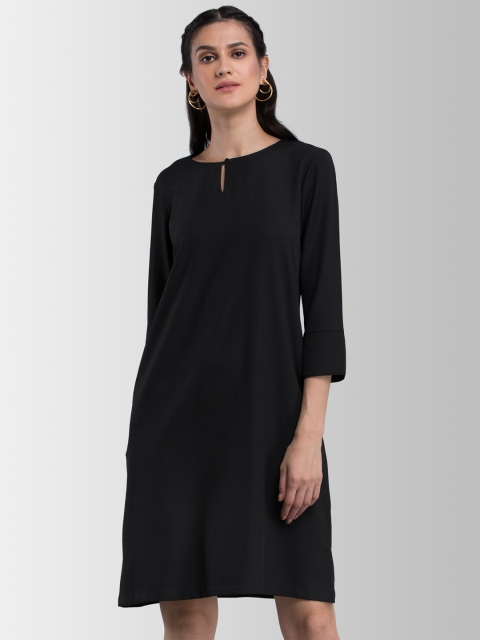 

FableStreet Women Black Solid A-Line Dress
