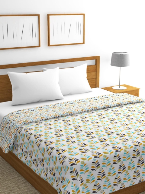 

BIANCA White & Blue Floral AC Room 300 GSM Double Bed Dohar