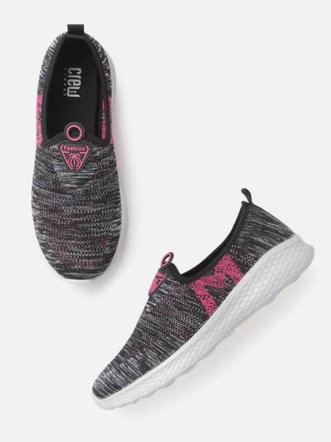 

Crew STREET Women Black & Grey Woven Design Walking Shoes