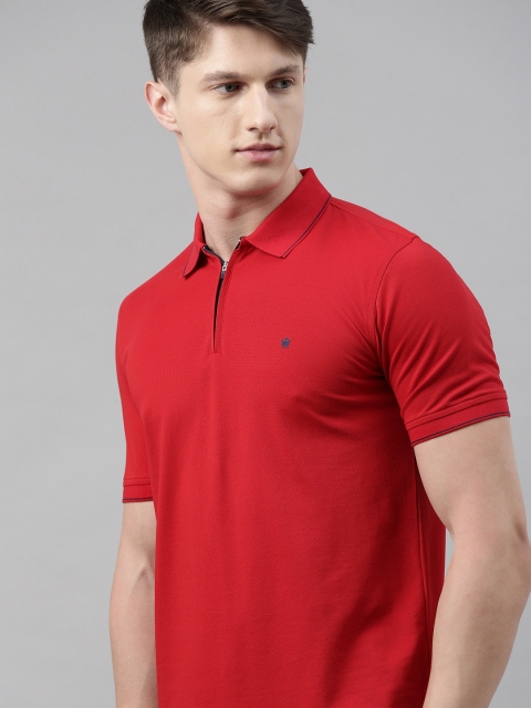 

Louis Philippe Men Red Solid Polo Collar T-shirt